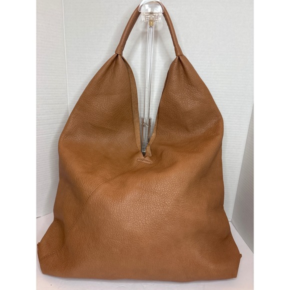 Shiraleah Tan Vegan Leather Reversible Hobo Bag Slouchy Tote Camel Brown - Picture 2 of 6